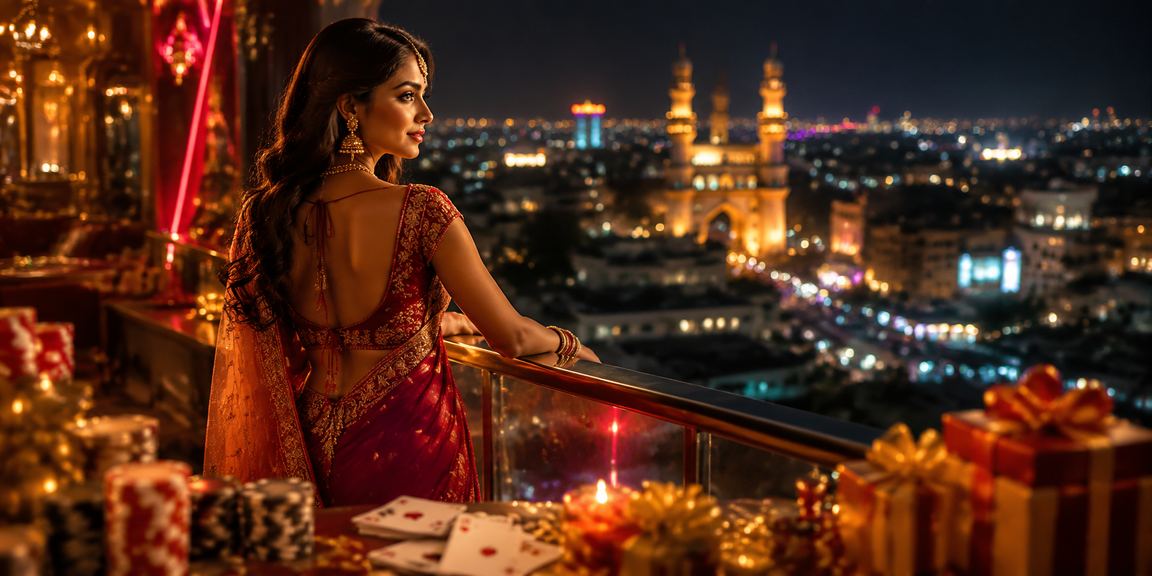 Indian woman comfortably playing rummy on mobile device