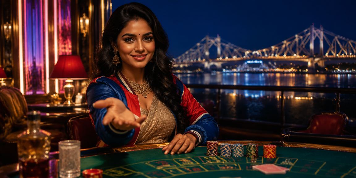 Vibrant cricket betting scene at Kolkata with Bollywood theme